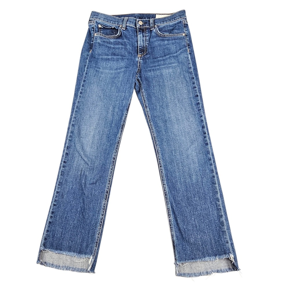 Rag & Bone Jeans Womens Sz 28 Ryan 10-Inch‎ Cropped High-Rise Stove Pipe Raw Hem